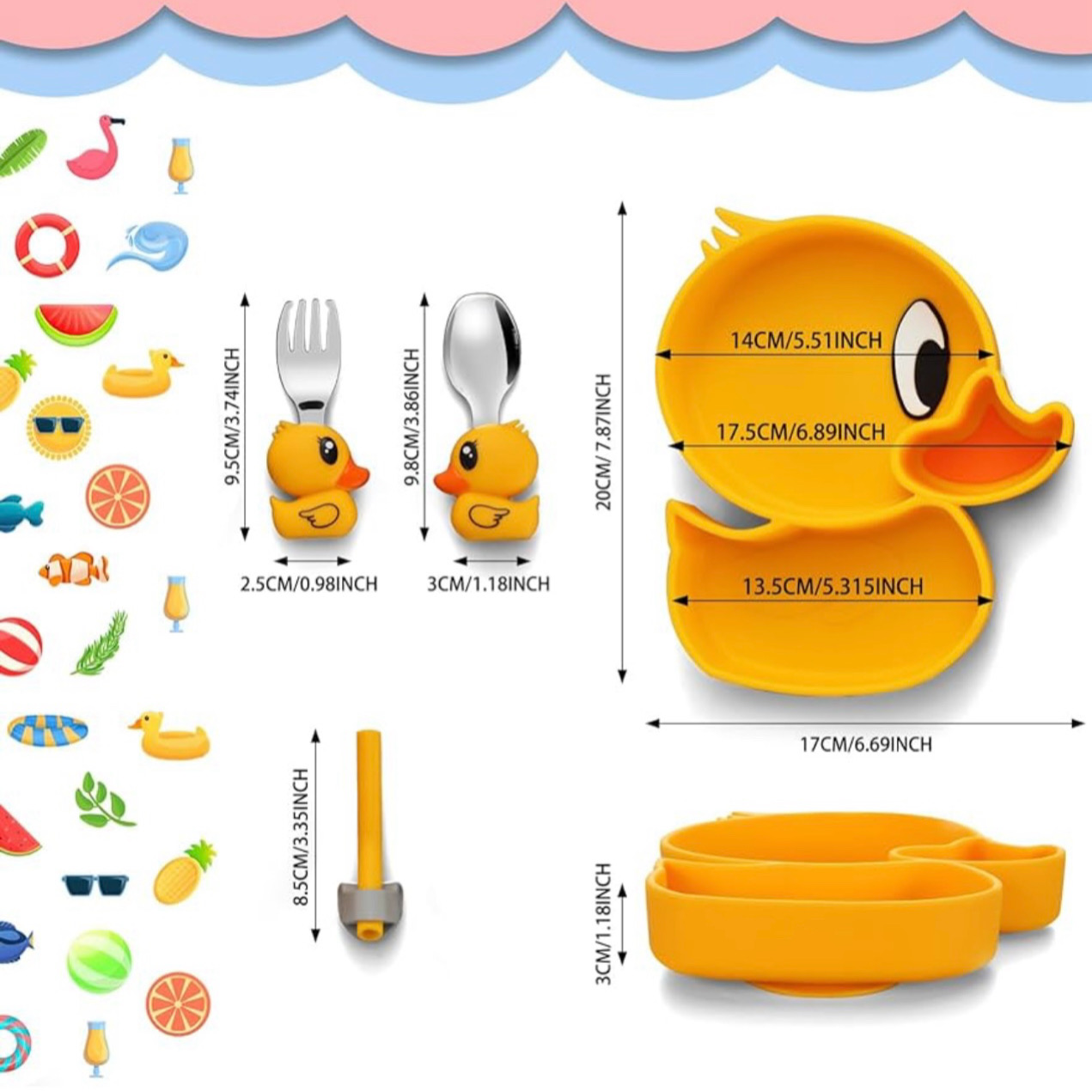 ست ظرف غذا کودک 4 تکه مدل جوجه اردک