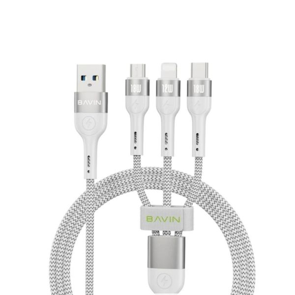 کابل تبدیل USB به USB-C / microUSB / لایتنینگ باوین مدل CB-236-3IN1 طول 1 متر