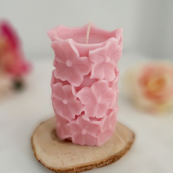 قالب شمع سیلیکونی مدل استوانه گل دار