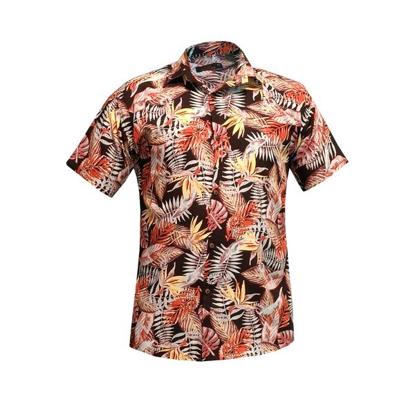 پیراهن آستین کوتاه مردانه مدل هاوایی برگهای پاییزی