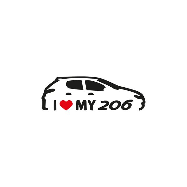 برچسب بدنه خودرو گراسیپا طرح Love My 206