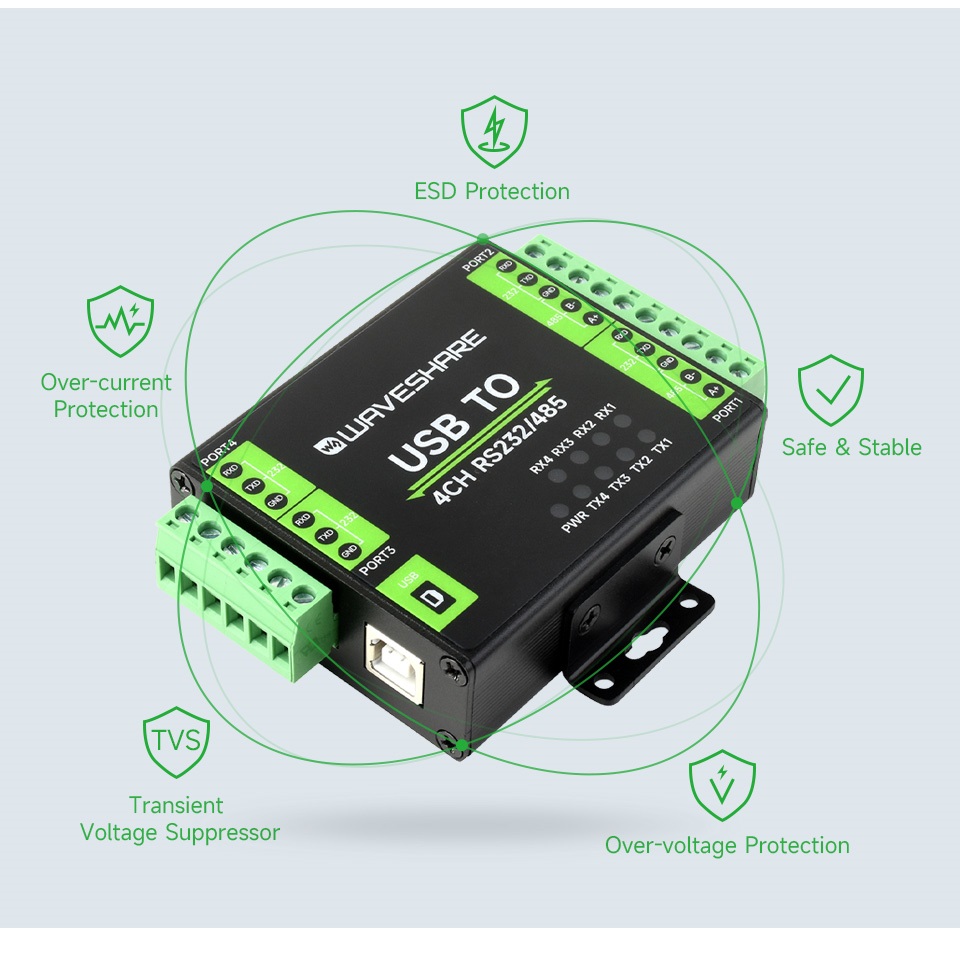 مبدل صنعتی USB به سریال ویوشیر مدل USB TO 4CH RS232/485