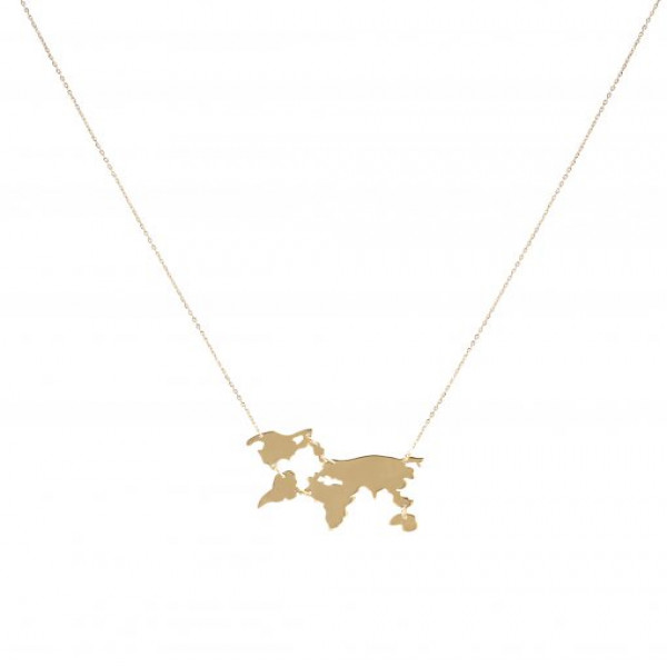 گردنبند طلا 18 عیار زنانه طلا و جواهر درریس مدل نقشه قاره ها