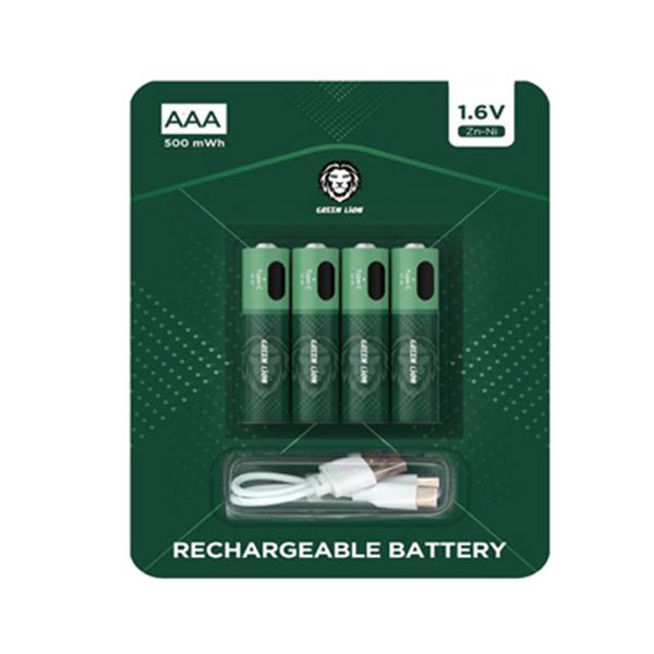 باتری نیم قلمی قابل شارژ گرین لاین مدل GNRGBAAA  بسته چهار عددی