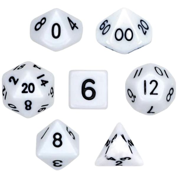 تاس بازی ویز دایس مدل Solid White بسته 7 عددی