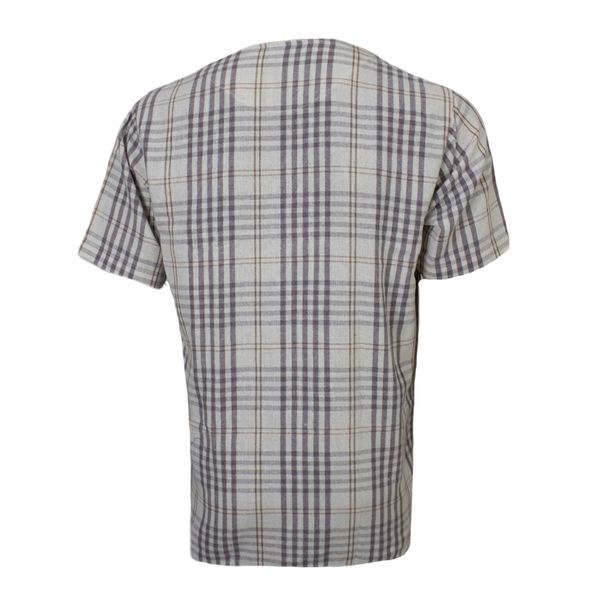 پیراهن آستین کوتاه مردانه مدل  پارچه کنفی یقه کوبایی