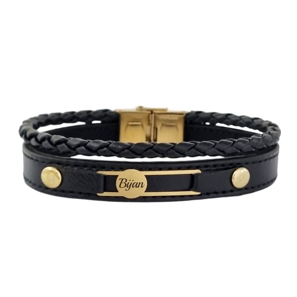 دستبند طلا 18 عیار مردانه لیردا مدل اسم بیژن 828