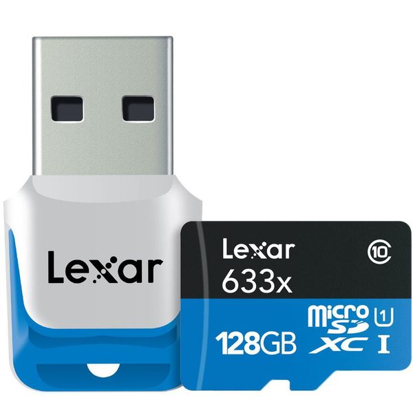 کارت حافظه microSDXC لکسار مدل High-Performance کلاس 10 استاندارد UHS-I U1 سرعت 633X همراه با ریدر USB 3.0 ظرفیت 128 گیگابایت