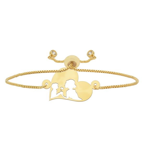 دستبند طلا 18 عیار زنانه شمیم گلد گالری مدل خانواده و قلب کد DT360