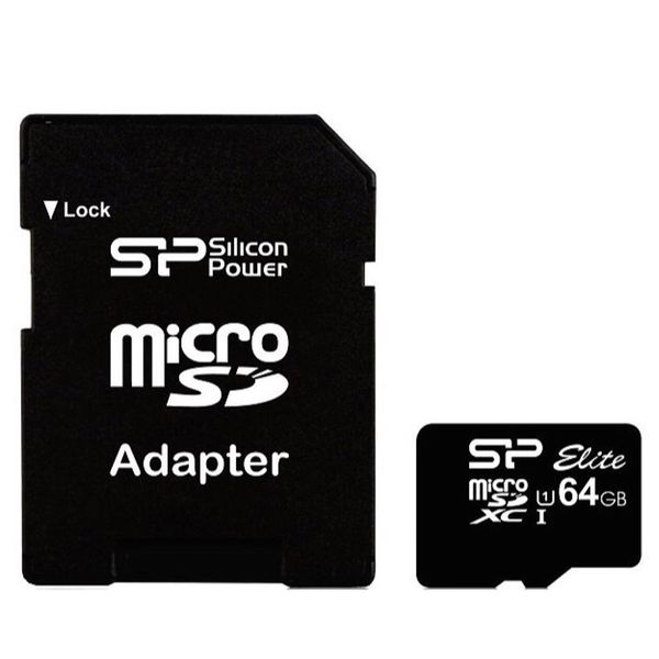 کارت حافظه microSDHC سیلیکون پاور مدل Elite کلاس 10 استاندارد UHS-I U1 سرعت 40MBps ظرفیت 64 گیگابایت به همراه آداپتور