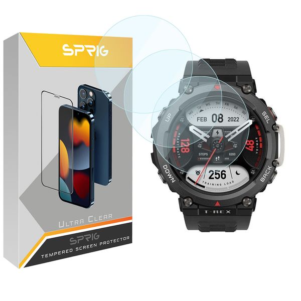 محافظ صفحه نمایش شیشه ای اسپریگ مدل SPG مناسب برای ساعت هوشمند امیزفیت T-Rex 2 بسته سه عددی