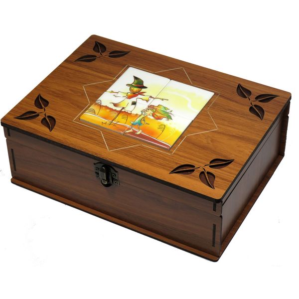 جعبه چای کیسه ای لوکس باکس طرح مزرعه و مترسک کد LB1105