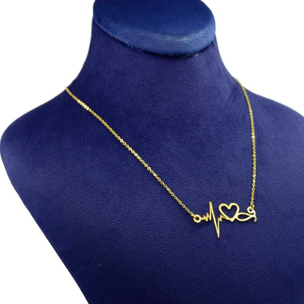 گردنبند طلا 18 عیار زنانه کانیار گالری طرح ضربان قلب مدل NE20