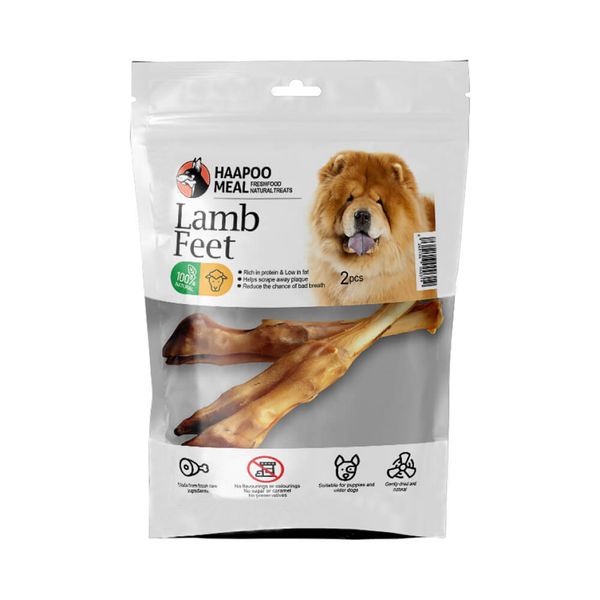 تشویقی سگ هاپومیل مدل پاچه بره کد Lamb Feet XL وزن 300 گرم