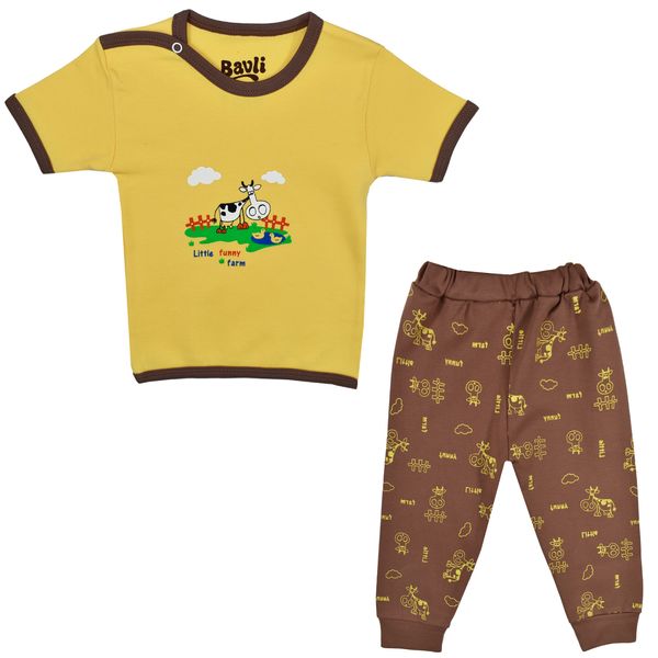 ست تی شرت و شلوار نوزادی باولی مدل گاو کد 1