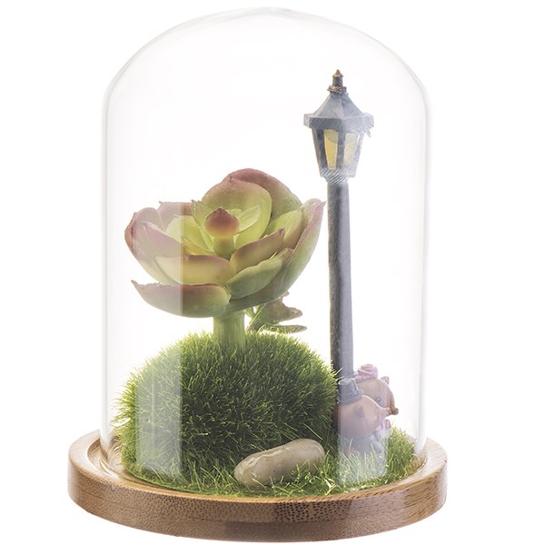 عروسک تزئینی موش با گل گرد داخل شیشه