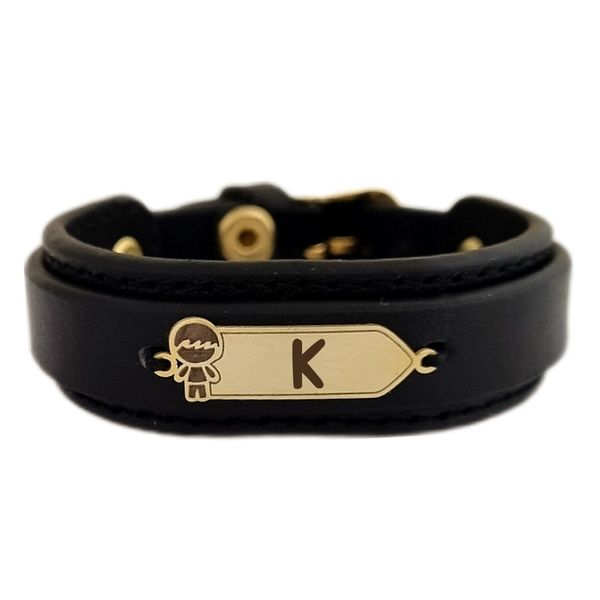 دستبند طلا 18 عیار بچگانه مدل حرف KDK K