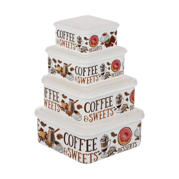ظرف نگهدارنده فرش کیپس مدل Coffee Sweets مجموعه 4 عددی