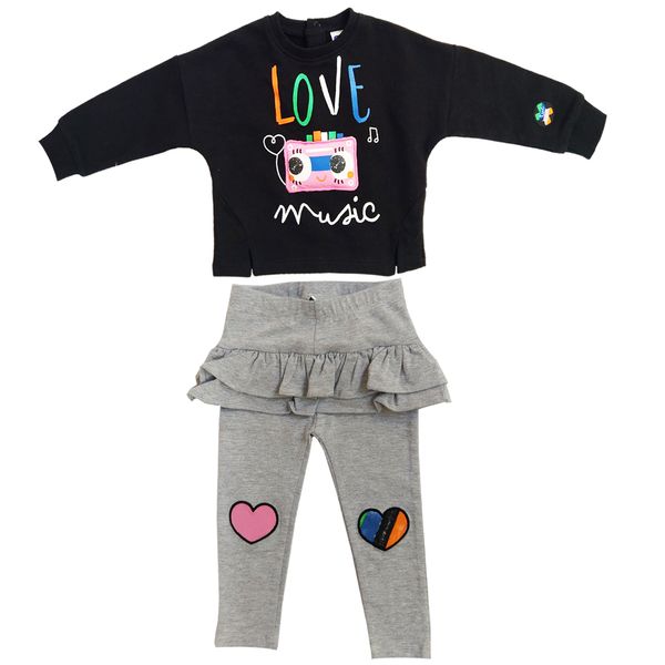 ست تی شرت و شلوار نوزادی دخترانه توک توک مدل لوپیل 3