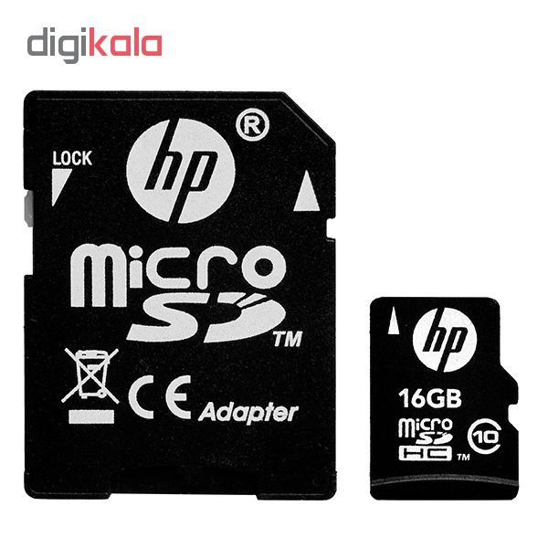 کارت حافظه microSDHC اچ پی مدل mi210 کلاس 10 استاندارد UHS-I U1 همراه با آداپتور SD ظرفیت 16 گیگابایت