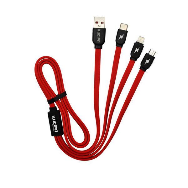 کابل تبدیل USB به USB/microUSB/لایتنینگ کیوسیپا مدل K147 Platinum طول 1 متر