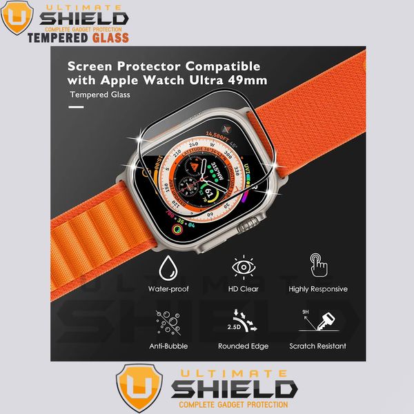 محافظ صفحه نمایش شیشه‌ای آلتیمیت شیلد مدل SH-FULL-UL مناسب برای ساعت هوشمند هاینو تکو T92 Ultra max 49mm / T93 Ultra max / T94 Ultra max 49mm / T89 Ultra max / T99 Ultra max 49mm بسته دو عددی