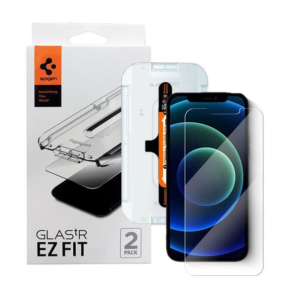 محافظ صفحه نمایش اسپیگن مدل GlastR-EZ مناسب برای گوشی موبایل اپل iphone 12 pro max بسته 2 عددی
