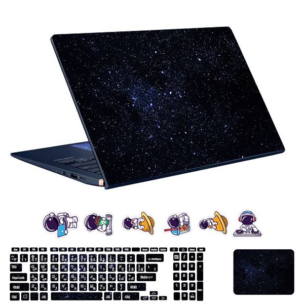 استیکر لپ تاپ توییجین و موییجین طرح Space  کد 182 مناسب برای لپ تاپ 15.6 اینچ به همراه برچسب حروف فارسی کیبورد