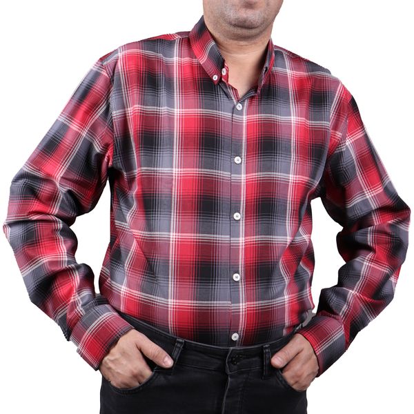 پیراهن آستین بلند مردانه مدل پنبه کد 7563 رنگ قرمز