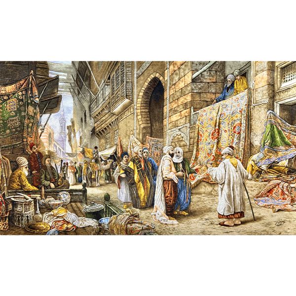 تابلو فرش دستباف فرش میرنظامی مدل بازار قاهره کد 1709
