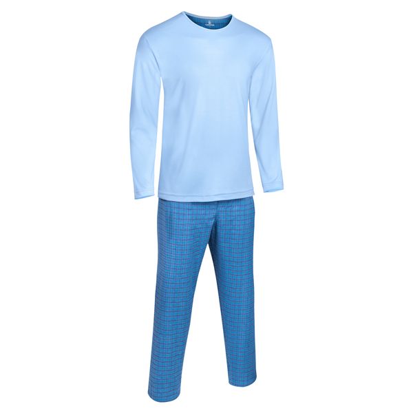 ست لباس راحتی و خواب مردانه ساروک مدل کشمیر رنگ آبی روشن