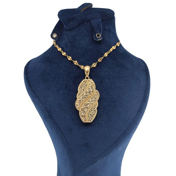 گردنبند طلا 18 عیار زنانه طلا و جواهرسازی افرا مدل تراش گل 218294