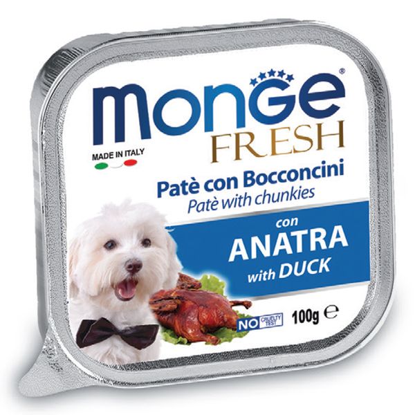 خوراک سگ مونگه مدل Pate and Chunks With Duck-13048 با طعم اردک وزن 100 گرم