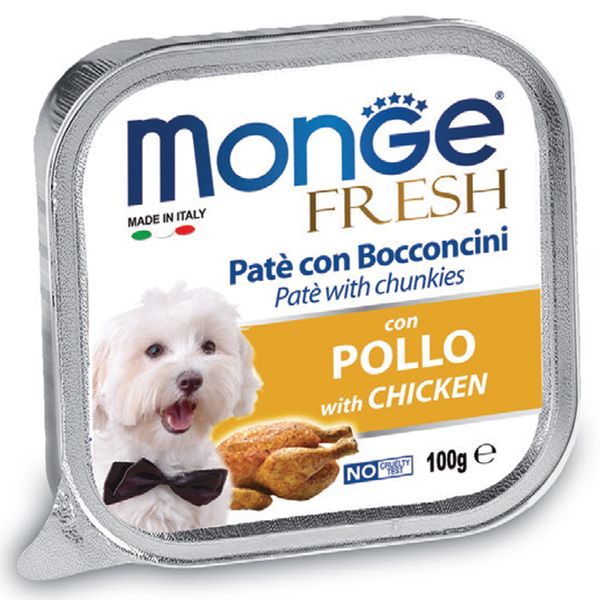 خوراک سگ مونگه مدل Pate and Chunks With Chicken-13062 با طعم مرغ وزن 100 گرم