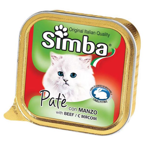 خوراک گربه سیمبا مدل Pate With Beef-09218 با طعم بیف وزن 100 گرم