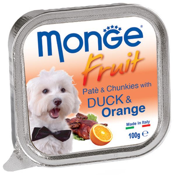 خوراک سگ مونگه مدل Pate &amp; Chunks With Duck &amp; Orange-13239 با طعم اردک و پرتغال وزن 100 گرم