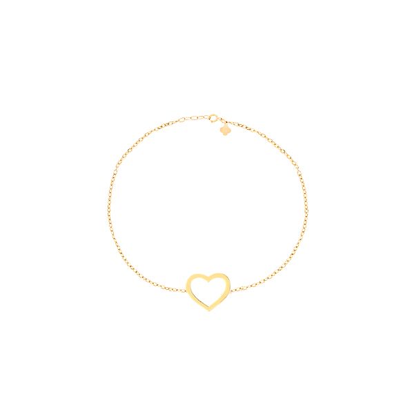 دستبند طلا 18 عیار زنانه ماوی گالری مدل قلب توخالی لیزری