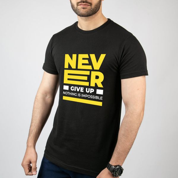 تی شرت آستین کوتاه مردانه مدل  Never Give Up کد  T031w