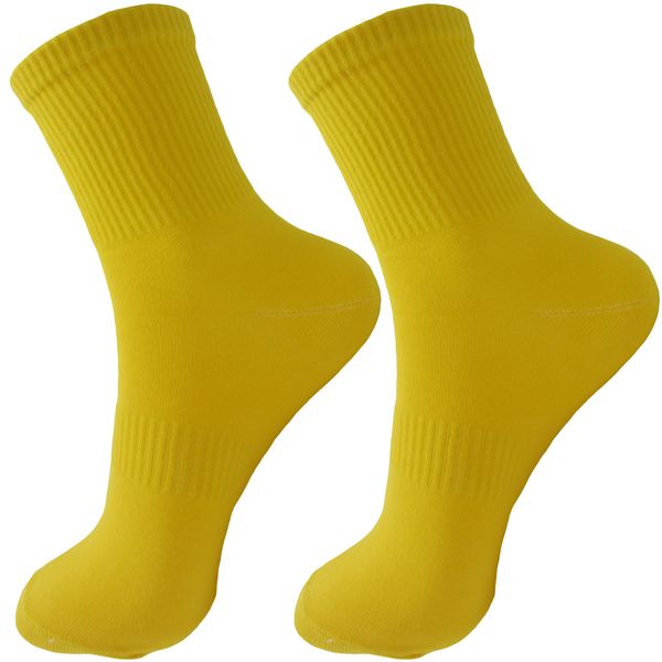 جوراب ورزشی زنانه ادیب مدل اسپرت کش انگلیسی رنگ زرد بسته 2 عددی