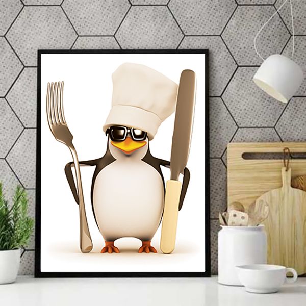 تابلو دکوراتیو مدل آشپزخانه پنگوئن