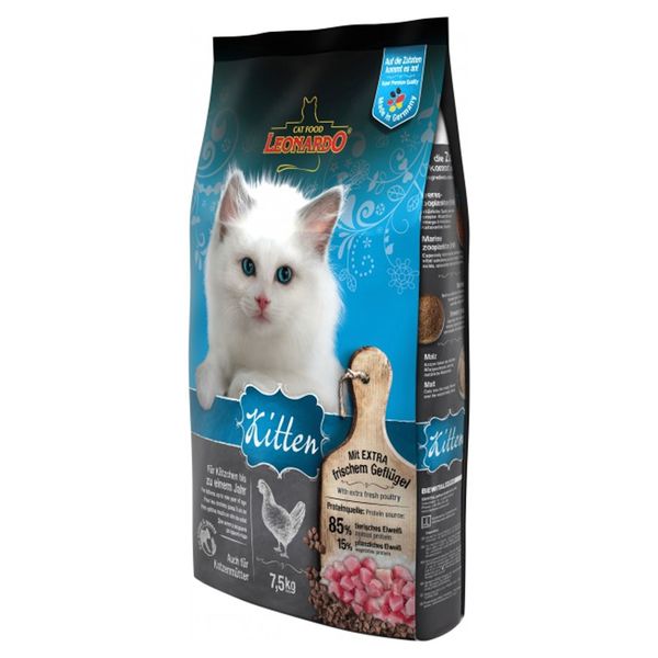 غذای خشک گربه نابالغ لئوناردو مدل Kitten مرغ وزن 7500 گرم