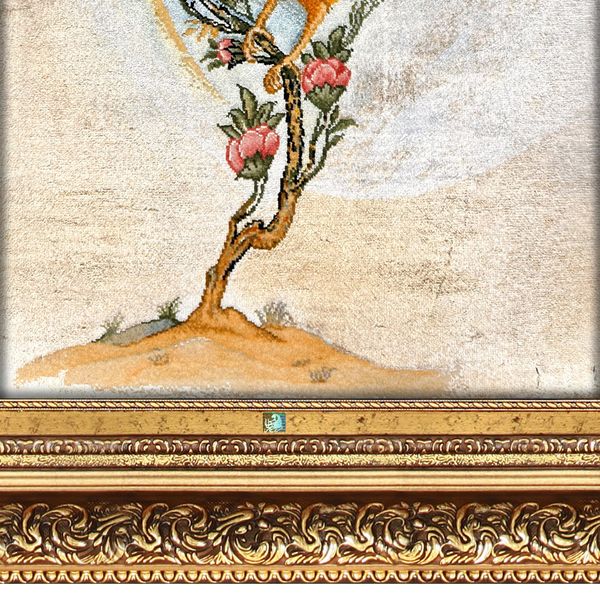 تابلو فرش دستباف فرش میرنظامی مدل تک پرنده کد 1707