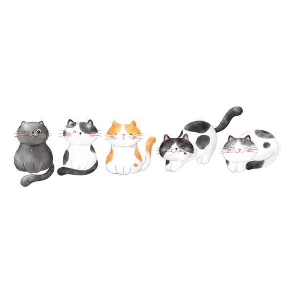 استیکر دیواری کودک باروچین مدل گربه های بازیگوش مجموعه 5 عددی
