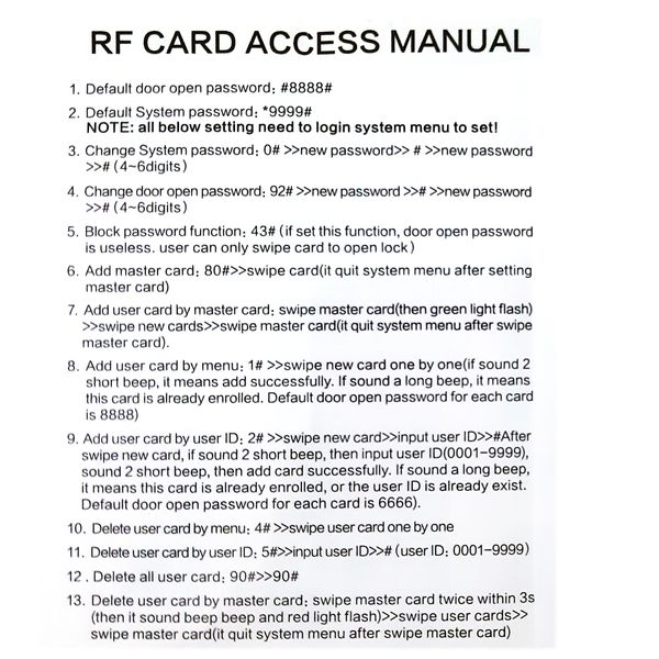 دستگاه کنترل تردد کدRFID 125KHZ به همراه تگ و کارت