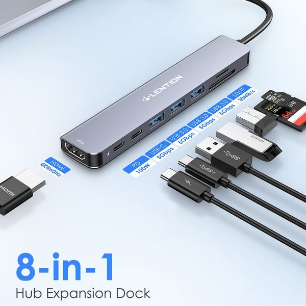   هاب 8 پورت USB-C لنشن مدل CE18s-HCR 