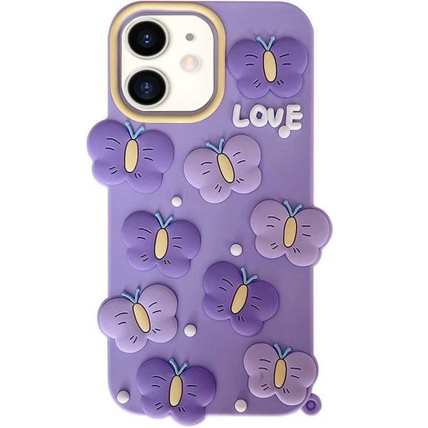کاور مدل سیلیکونی طرح پروانه Love مناسب برای گوشی موبایل اپل iPhone 12