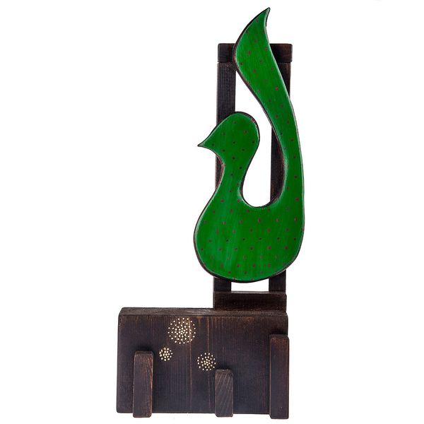 تابلو چوبی گالری ویلو وود مدل پایه دار طرح پرنده سبز