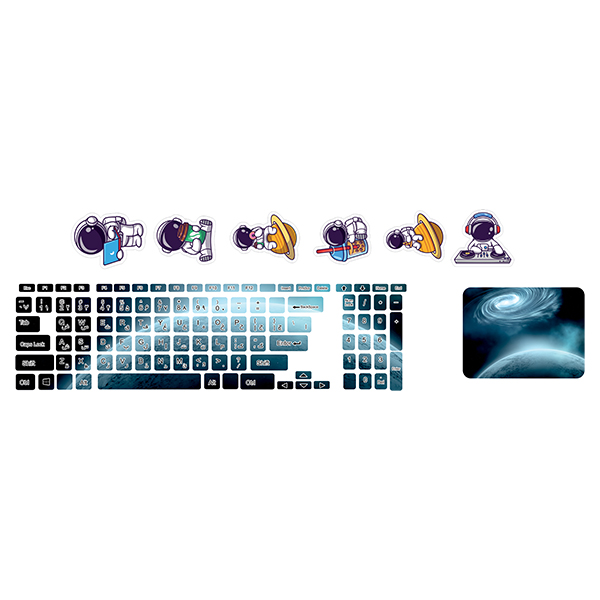 استیکر لپ تاپ توییجین و موییجین طرح Space  کد 202 مناسب برای لپ تاپ 15.6 اینچ به همراه برچسب حروف فارسی کیبورد