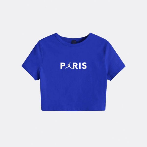 کراپ‌ تی‌شرت آستین کوتاه زنانه مدل C3 طرح پاریس
