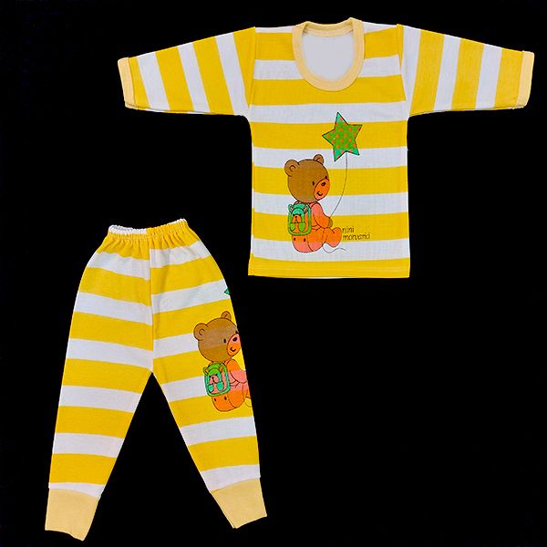  ست تی شرت و شلوار نوزادی مدل راه راه رنگ زرد